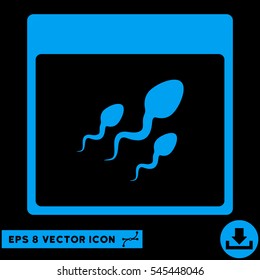 Spermatozoids Calendar Page icon. Vector EPS illustration style is flat iconic symbol, blue color.