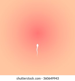 Spermatozoon, floating to ovule, fertilization process, reproduction process, vector illustration.