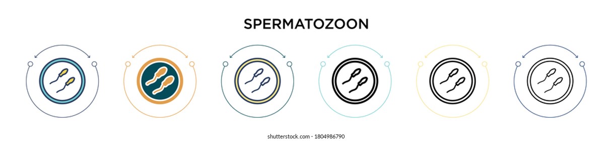 Spermatozoon icon in filled, thin line, outline and stroke style. Vector illustration of two colored and black spermatozoon vector icons designs can be used for mobile, ui, web