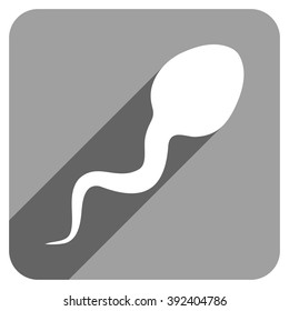 Spermatozoon long shadow vector icon. Style is a flat spermatozoon iconic symbol on a gray square background.