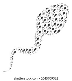 Spermatozoon pattern composed in the shape of spermatozoon pictograms. Vector iconized composition combined from simple pictograms.