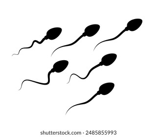 Spermatozoon (spermium, sperm) icon. Symbol of fertilization, conception or birth. Male reproductive cell.