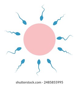 Spermatozoon (spermium, sperm) icon. Symbol of fertilization, conception or birth. Male reproductive cell.