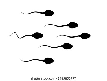 Spermatozoon (spermium, sperm) icon. Symbol of fertilization, conception or birth. Male reproductive cell.