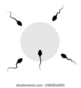 Spermatozoon (spermium, sperm) icon. Symbol of fertilization, conception or birth. Male reproductive cell.