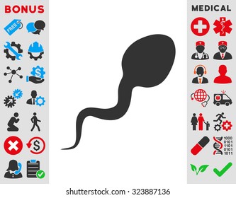 Spermatozoon vector icon. Style is bicolor flat symbol, blue and gray colors, rounded angles, white background.