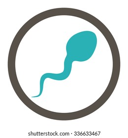 Spermatozoon vector icon. Style is bicolor flat rounded symbol, grey and cyan colors, rounded angles, white background.