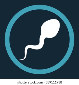 Spermatozoon vector icon. Style is bicolor flat rounded symbol, blue and white colors, rounded angles, dark blue background.