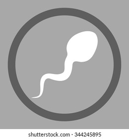 Spermatozoon vector icon. Style is bicolor flat rounded symbol, dark gray and white colors, rounded angles, silver background.