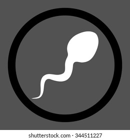 Spermatozoon vector icon. Style is bicolor flat rounded symbol, black and white colors, rounded angles, gray background.