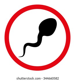 Spermatozoon vector icon. Style is bicolor flat rounded symbol, intensive red and black colors, rounded angles, white background.