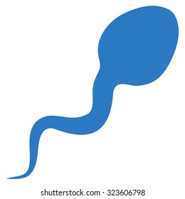 Spermatozoon vector icon. Style is flat symbol, smooth blue color, rounded angles, white background.