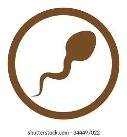 Spermatozoon vector icon. Style is flat rounded symbol, brown color, rounded angles, white background.