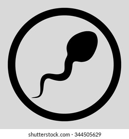 Spermatozoon vector icon. Style is flat rounded symbol, black color, rounded angles, light gray background.