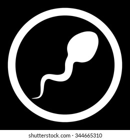 Spermatozoon vector icon. Style is flat rounded symbol, white color, rounded angles, black background.