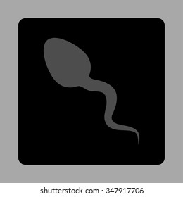 Spermatozoon vector icon. Style is flat rounded square button, gray and black colors, silver background.