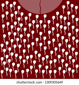 a lot of spermatozoon's in a red background