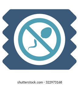 Spermicide Condom vector icon. Style is bicolor flat symbol, cyan and blue colors, rounded angles, white background.