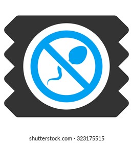 Spermicide Condom vector icon. Style is bicolor flat symbol, blue and gray colors, rounded angles, white background.