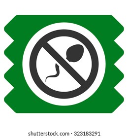 Spermicide Condom vector icon. Style is bicolor flat symbol, green and gray colors, rounded angles, white background.