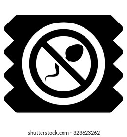 Spermicide Condom vector icon. Style is flat symbol, black color, rounded angles, white background.