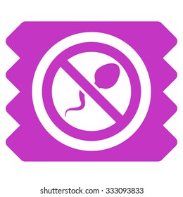 Spermicide Condom vector icon. Style is flat symbol, violet color, rounded angles, white background.