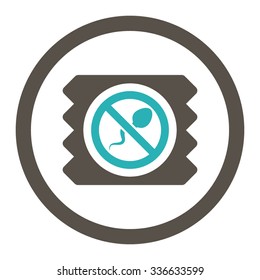 Spermicide Condom vector icon. Style is bicolor flat rounded symbol, grey and cyan colors, rounded angles, white background.
