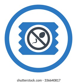 Spermicide Condom vector icon. Style is bicolor flat rounded symbol, smooth blue colors, rounded angles, white background.