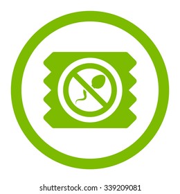 Spermicide Condom vector icon. Style is flat rounded symbol, eco green color, rounded angles, white background.