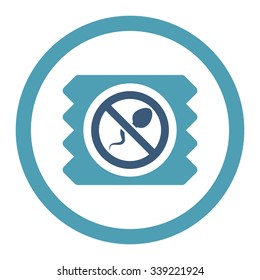 Spermicide Condom vector icon. Style is bicolor flat rounded symbol, cyan and blue colors, rounded angles, white background.
