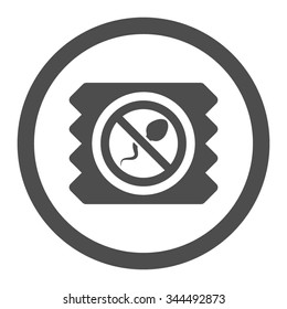 Spermicide Condom vector icon. Style is flat rounded symbol, gray color, rounded angles, white background.