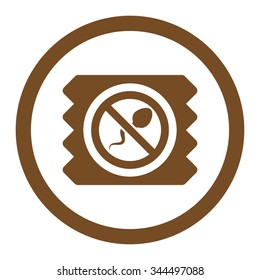 Spermicide Condom vector icon. Style is flat rounded symbol, brown color, rounded angles, white background.
