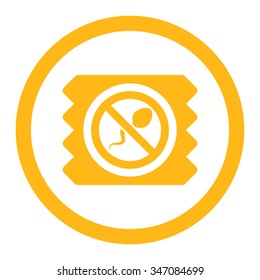 Spermicide Condom vector icon. Style is flat rounded symbol, yellow color, rounded angles, white background.