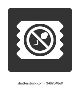 Spermicide Condom vector icon. Style is flat rounded square button, white and gray colors, white background.