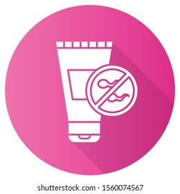 Spermicide pink flat design long shadow glyph icon. Female preservative method. Contraceptive for unwanted pregnancy prevention. Lubricant. Gel product for safe sex. Vector silhouette illustration