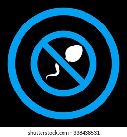 Spermicide vector icon. Style is bicolor flat rounded symbol, blue and white colors, rounded angles, black background.