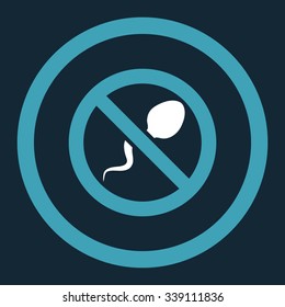 Spermicide vector icon. Style is bicolor flat rounded symbol, blue and white colors, rounded angles, dark blue background.