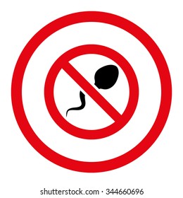 Spermicide vector icon. Style is bicolor flat rounded symbol, intensive red and black colors, rounded angles, white background.