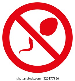Spermicide vector icon. Style is flat symbol, red color, rounded angles, white background.