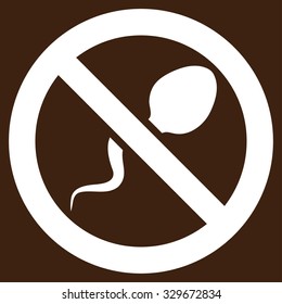 Spermicide vector icon. Style is flat symbol, white color, rounded angles, brown background.
