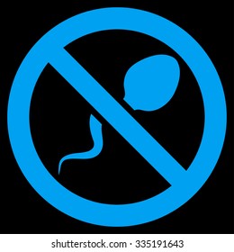 Spermicide vector icon. Style is flat symbol, blue color, rounded angles, black background.