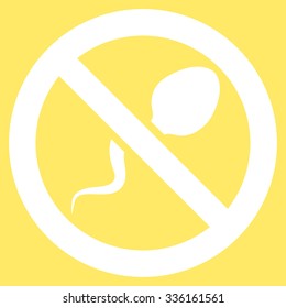 Spermicide vector icon. Style is flat symbol, white color, rounded angles, yellow background.