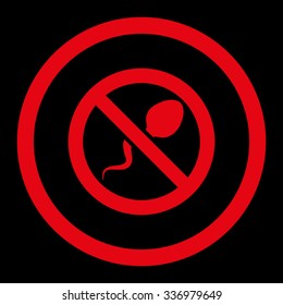 Spermicide vector icon. Style is flat rounded symbol, red color, rounded angles, black background.