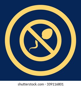Spermicide vector icon. Style is flat rounded symbol, yellow color, rounded angles, blue background.
