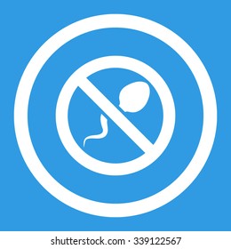 Spermicide vector icon. Style is flat rounded symbol, white color, rounded angles, blue background.
