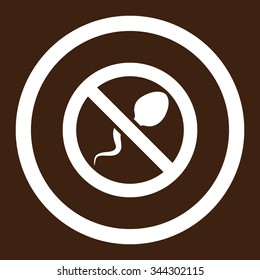 Spermicide vector icon. Style is flat rounded symbol, white color, rounded angles, brown background.