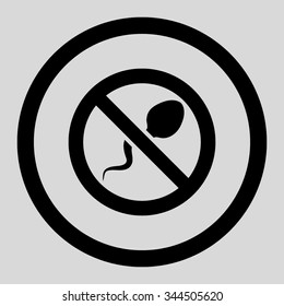 Spermicide vector icon. Style is flat rounded symbol, black color, rounded angles, light gray background.