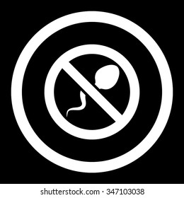 Spermicide vector icon. Style is flat rounded symbol, white color, rounded angles, black background.