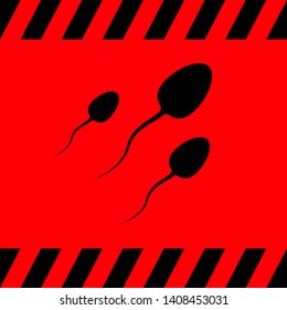 Sperms black on a red background, vector illustration for design.