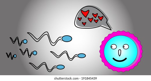 sperms competing to be the first, sperm concept
